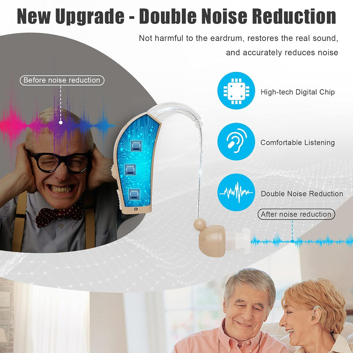 Rechargeable BTE Hearing Amplifier with Volume Control, Set of 2 N269