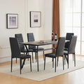 Black Faux Marble Dining Table Set for 6 I2140