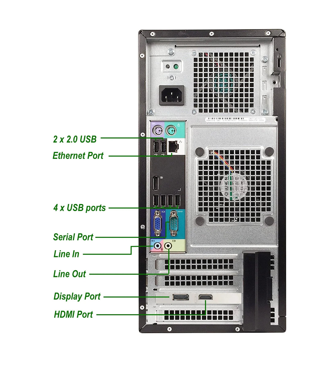 Restored Dell Desktop PC Intel Core i5 16GB Ram 128GB SSD 2TB HDD 20" Monitor NVIDIA GT 1030 WiFi Windows 10 Q808145