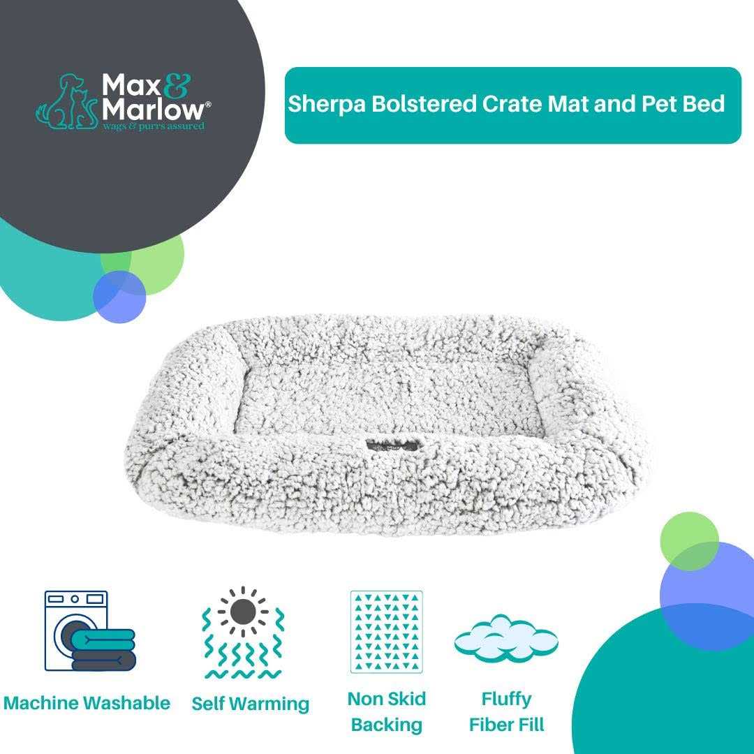 Plush Sherpa Bolstered Crate Mat Dog Cat Bed D26937