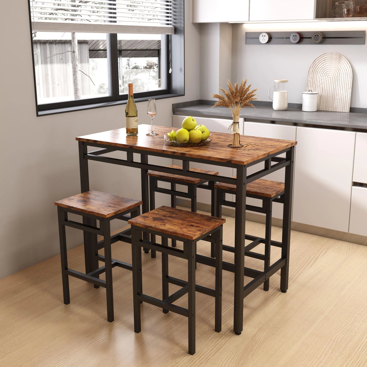 5-Piece Counter Height Pub Dining Set with Foot Support H773245