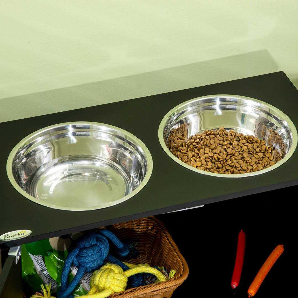 Large Elevated Dog Bowls with Storage Cabinet L577