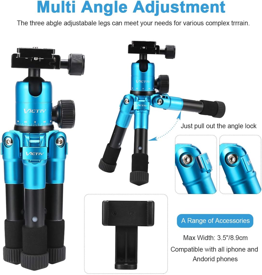 20inch Aluminum Tabletop Tripod with 360 Degree Ball Head, Pack of 2 B9518