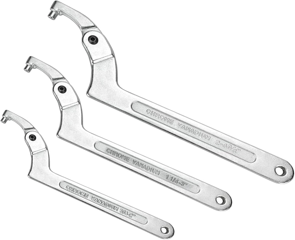 Adjustable C Spanner Hook Wrench Silver 2"-4 3/4" (51-121mm) Pack of 2 O316