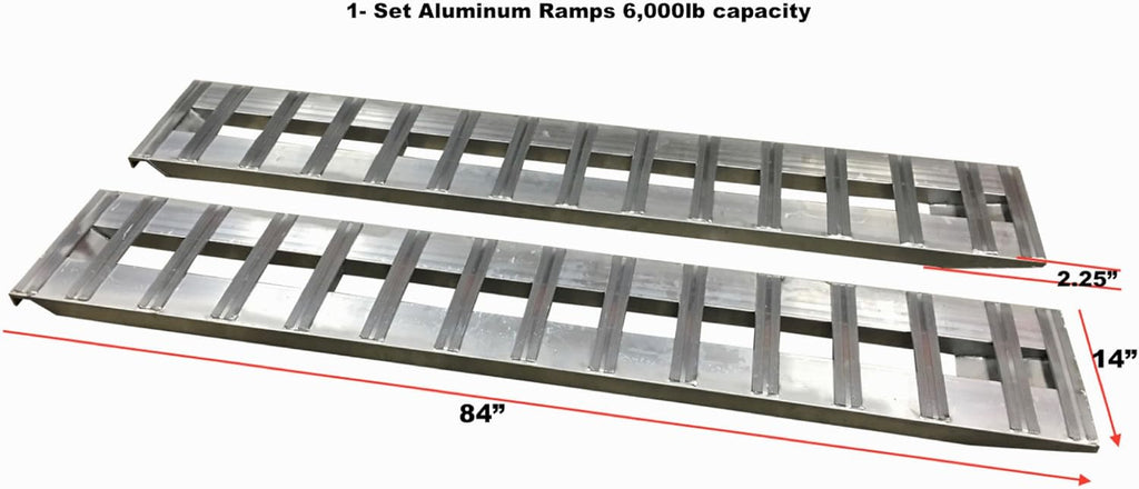 Aluminum Trailer Ramps 1 Pair 6000lb Capacity 14 Wide x 84 Long E310007