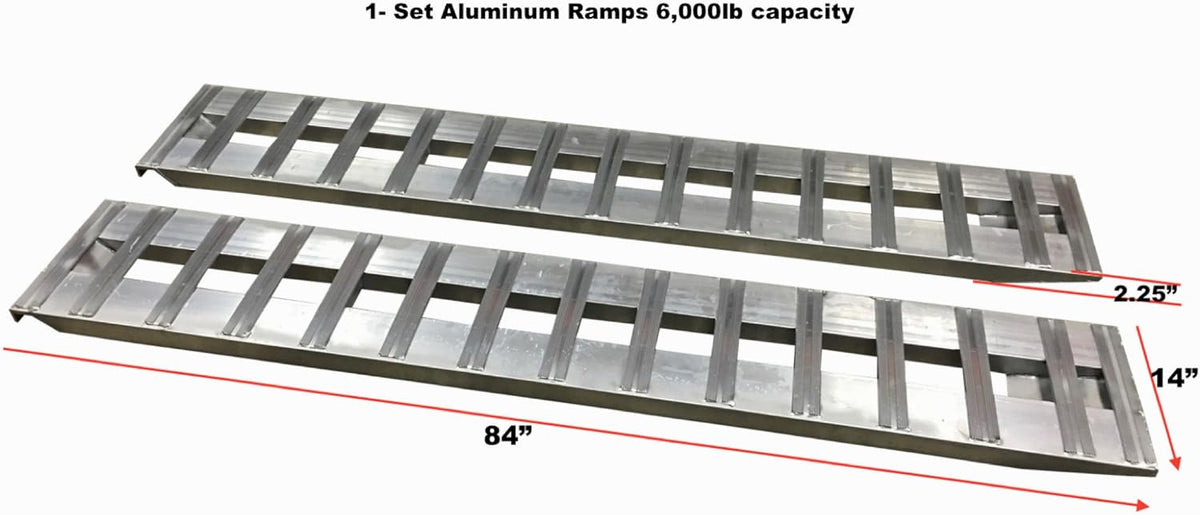 Aluminum Trailer Ramps 1 Pair 6000lb Capacity 14 Wide x 84 Long E310007