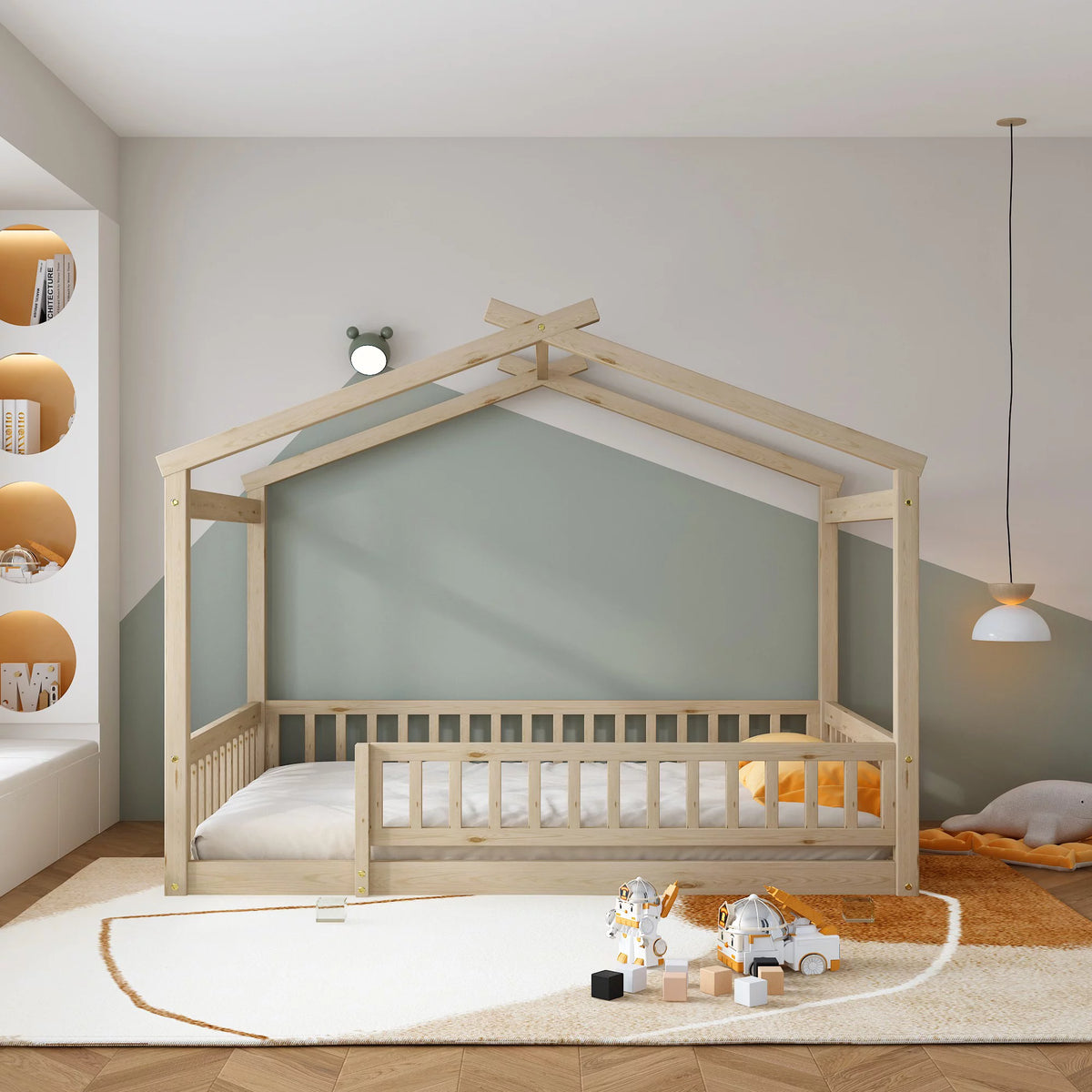 Full Wooden Canopy Bed Frame with Headboard and Footboard J2227