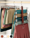 European Beechwood 5 Tier Skirt Hangers with Clips U971