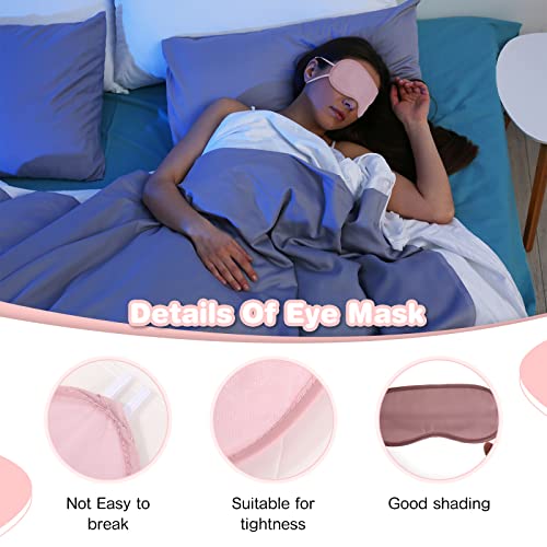 100 Pieces Pink Silk Sleep Eye Mask with Adjustable Elastic Strap J56457