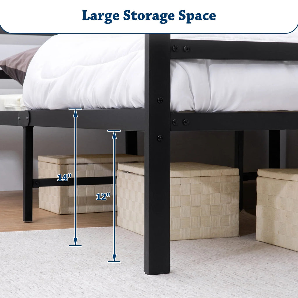 King 14 Inch Metal Bed Frame with Headboard and Footboard H52451
