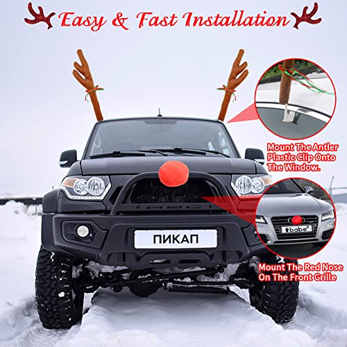 Car Reindeer Antler Kit and Nose Christmas Decoration Set C717