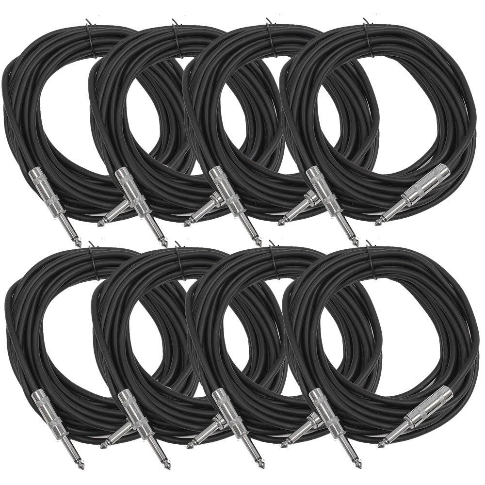 25 Foot TS 1/4" Instrument Patch Cables 8 Pack Black D880