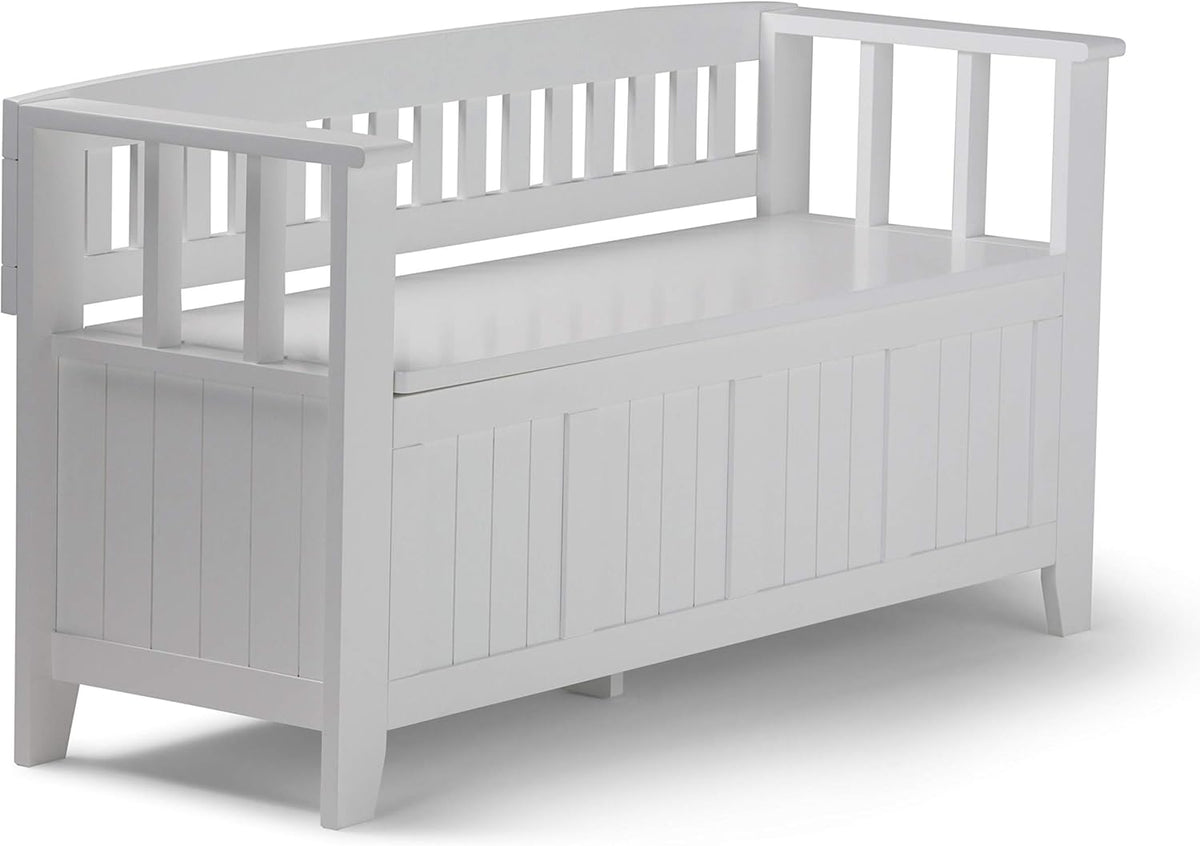 Solid Wood Entryway Storage Bench with Safety Hinge L9219