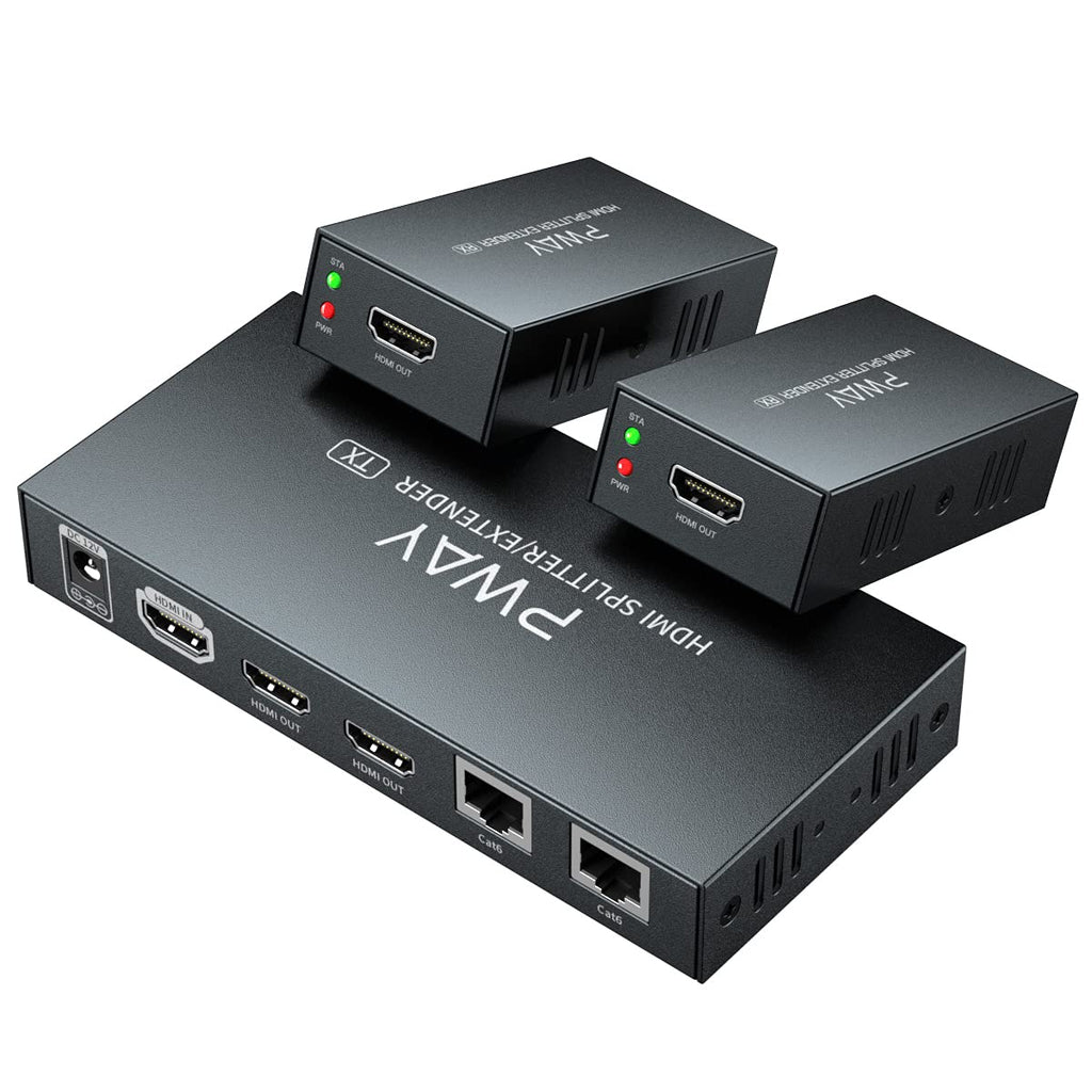 HDMI Extender Splitter 1x4 Port 1080P Over Cat5e/Cat6 Ethernet Cable Up to 50m/165ft Audio Video 1 in 4 Out F90496