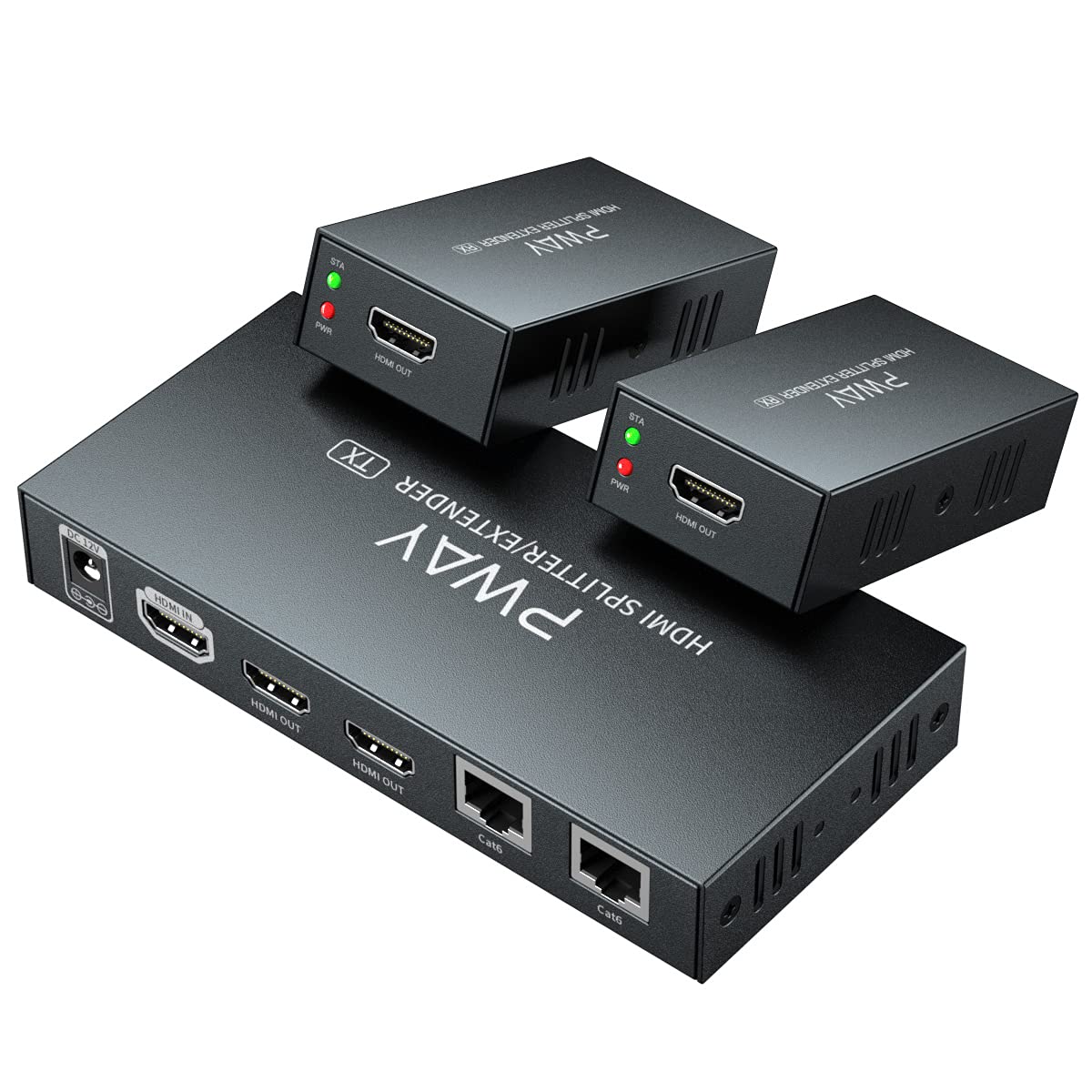 HDMI Extender Splitter 1x4 Port 1080P Over Cat5e/Cat6 Ethernet Cable Up to 50m/165ft Audio Video 1 in 4 Out F90496