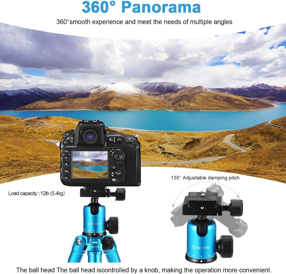 20inch Aluminum Tabletop Tripod with 360 Degree Ball Head, Pack of 2 B9518
