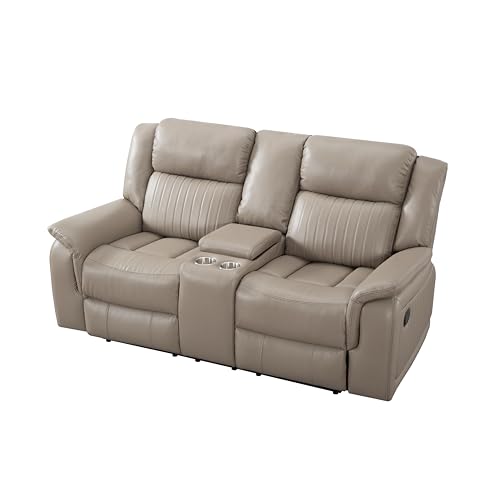 Double Recliner Sofa with Pillow Top Armrest and Storage C60175