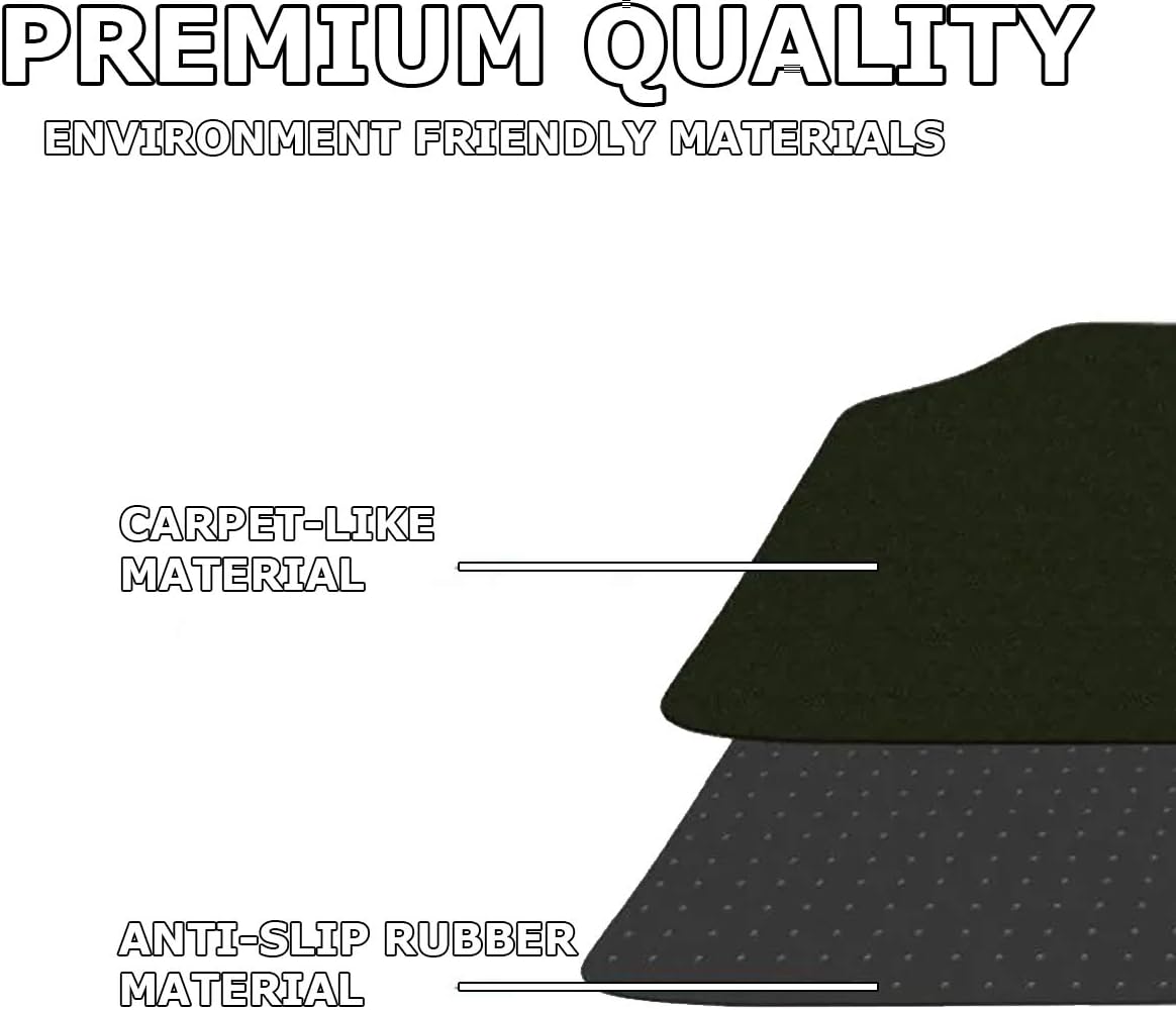 Black 4 Piece Heavy Duty Carpet Floor Mat Set H487353