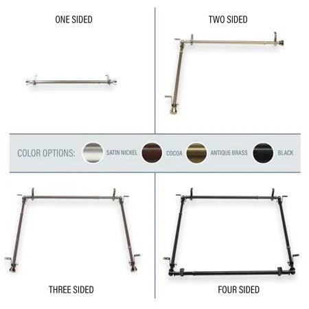 Multi Angle Ceiling Rod Room Divider Bedroom Canopy Adjustable 66-120 inch Satin Nic F95877