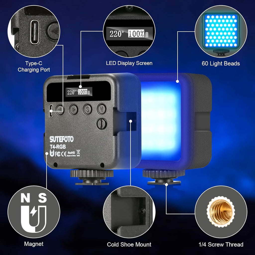 RGB 360° Full Color Portable LED Camera Light with LCD Display Y983