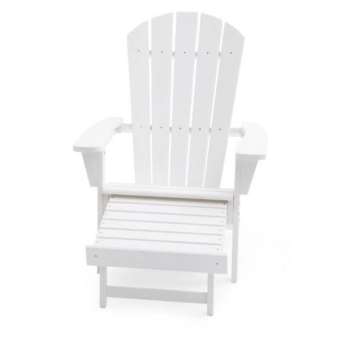 White Oversized Adirondack Chair with Pullout Ottoman N813