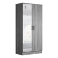 Gray Two Door Armoire Wardrobe with Mirror B9863