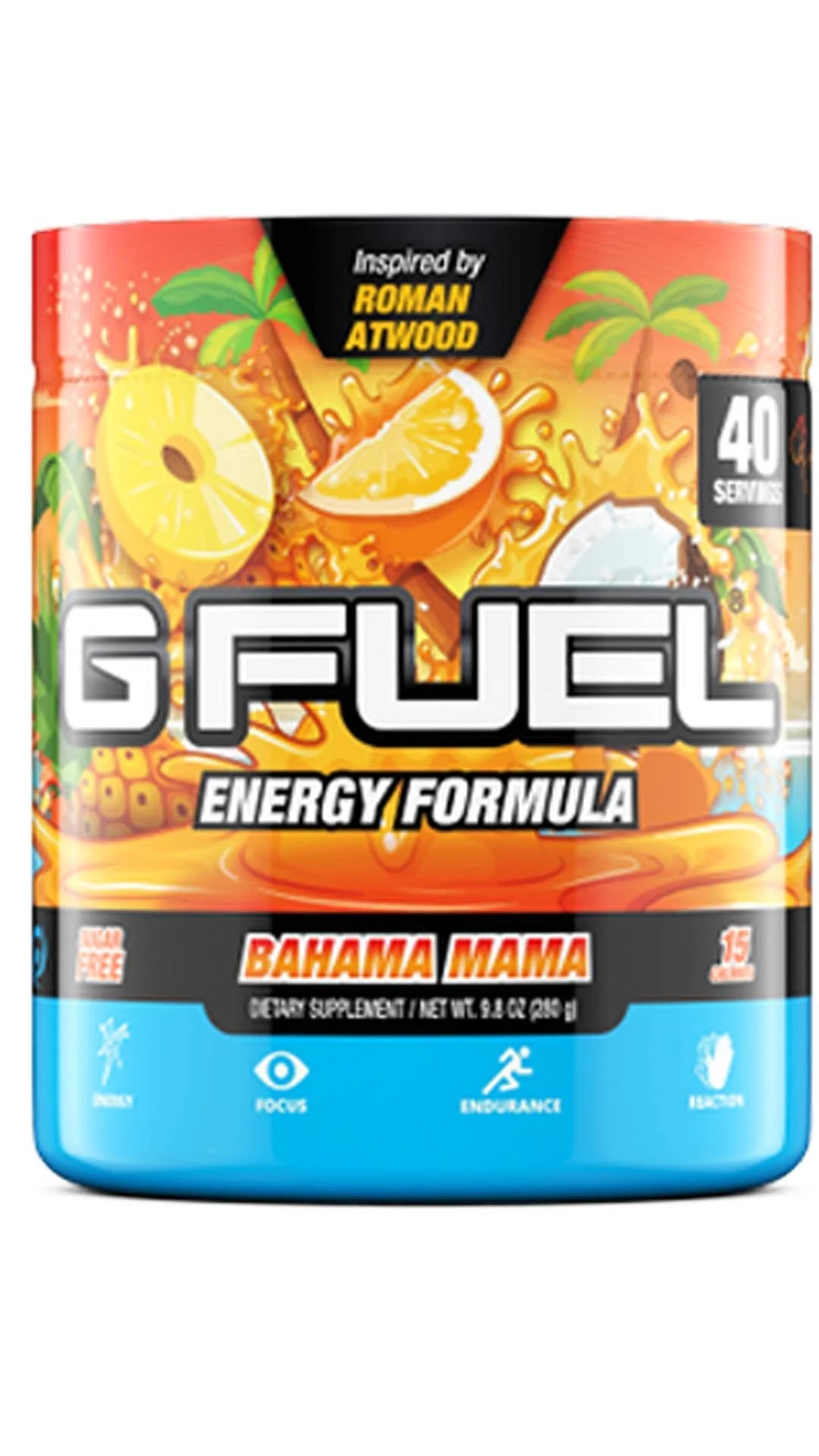 Sugar Free Energy Powder, Orange Coconut Pineapple Flavor, 9.8 oz M2151