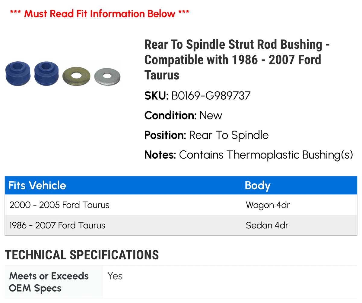 Rear To Spindle Strut Rod Bushing C95427