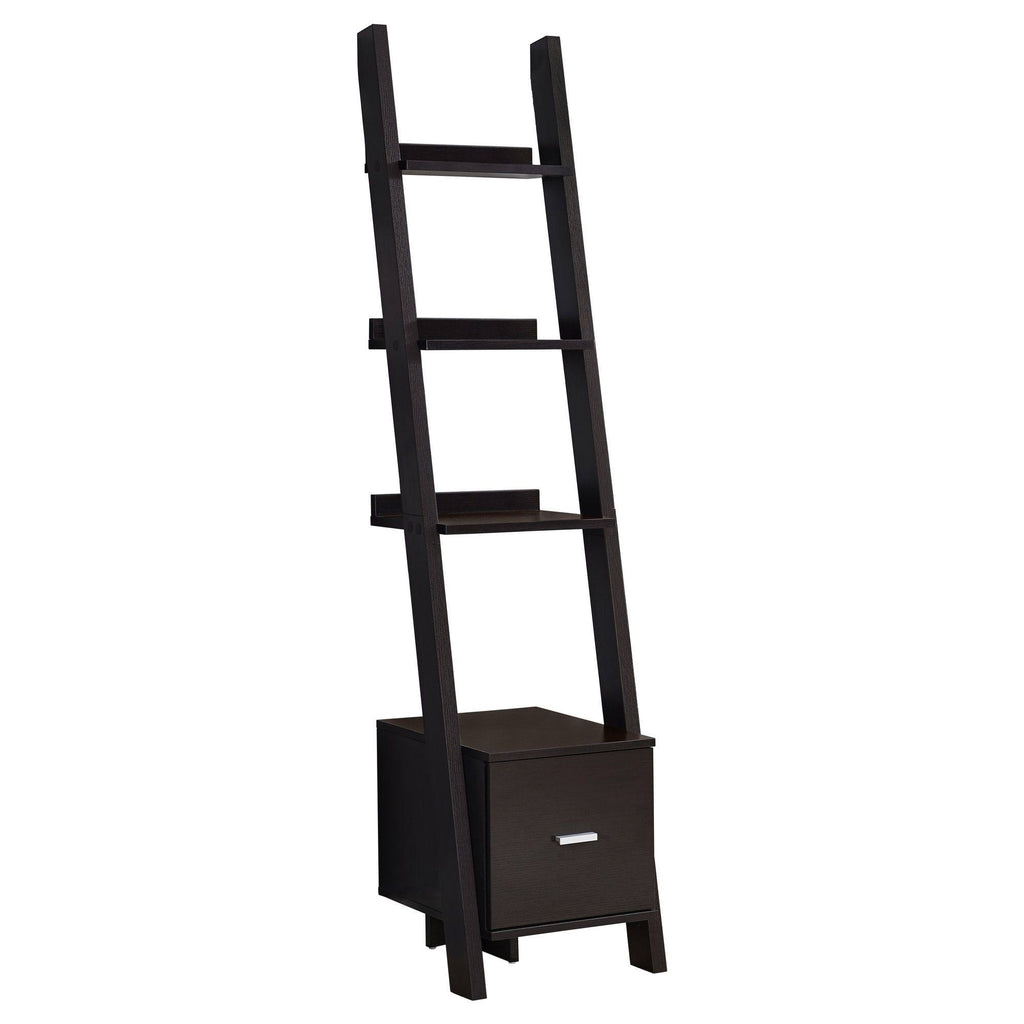 Cappuccino Brown Rectangular Ladder Bookcase C16758
