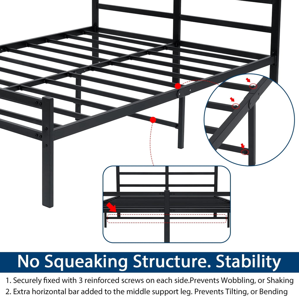 King 14 Inch Metal Bed Frame with Headboard and Footboard H52451