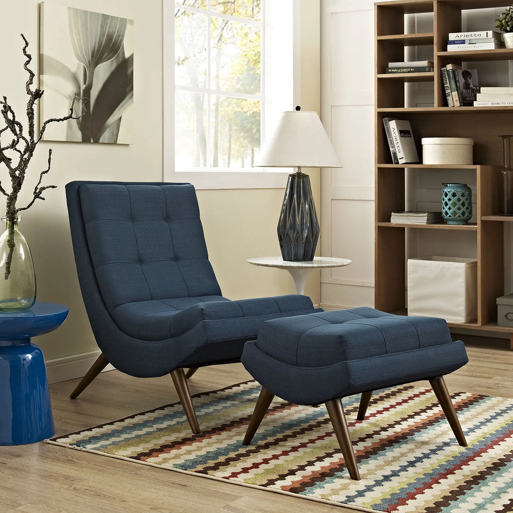 Navy Blue Fabric Lounge Chair Set P197343