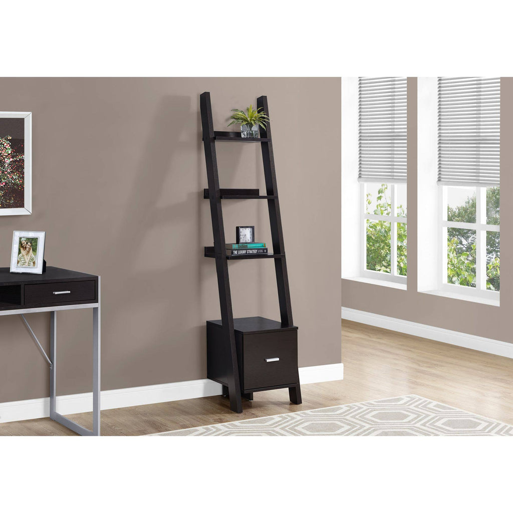Cappuccino Brown Rectangular Ladder Bookcase C16758
