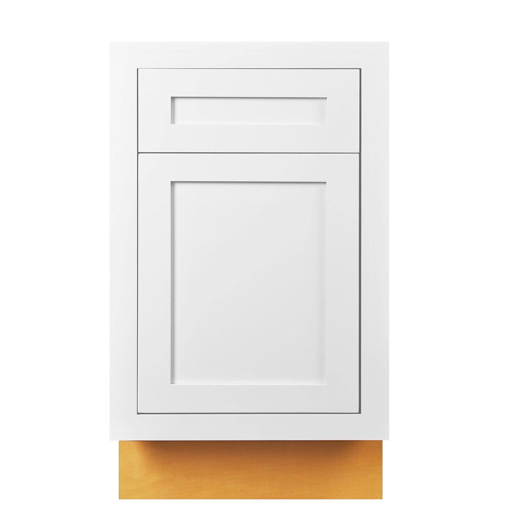 21 inch Wide Base Cabinet Snow White Inset Shaker Single Door Single Drawer Unassembled X5496