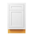 21 inch Wide Base Cabinet Snow White Inset Shaker Single Door Single Drawer Unassembled X5496