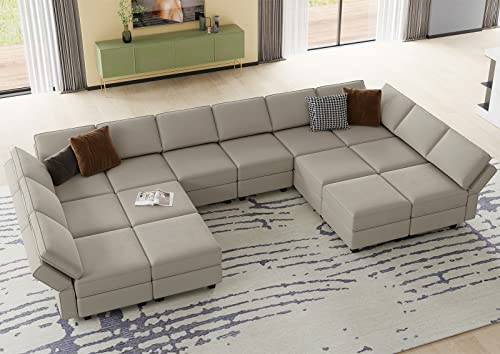 Oversized Modular U Shaped Sectional Sofa with Storage Velvet Black O3777