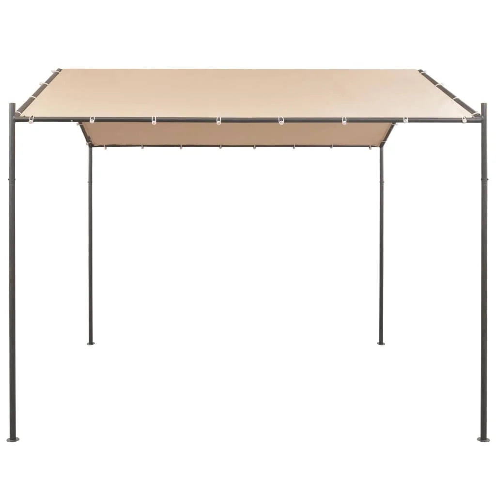 Beige Steel Gazebo Pavilion Tent Canopy J98240