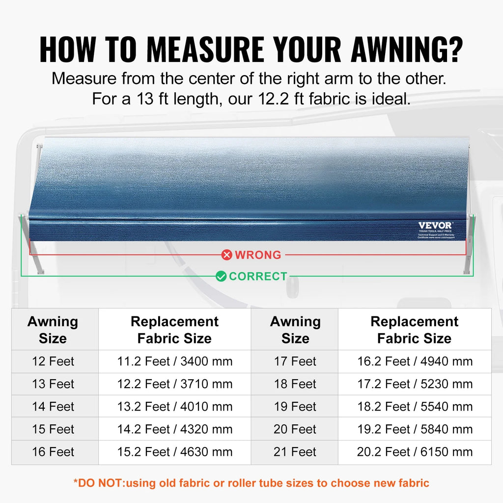 13' RV Awning 16oz PVC Fabric Replacement Waterproof Fabric E853