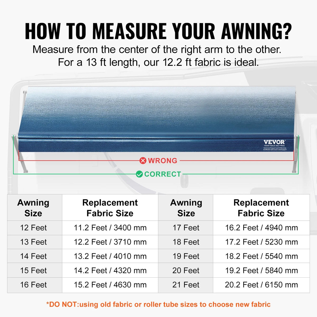 13' RV Awning 16oz PVC Fabric Replacement Waterproof Fabric E853