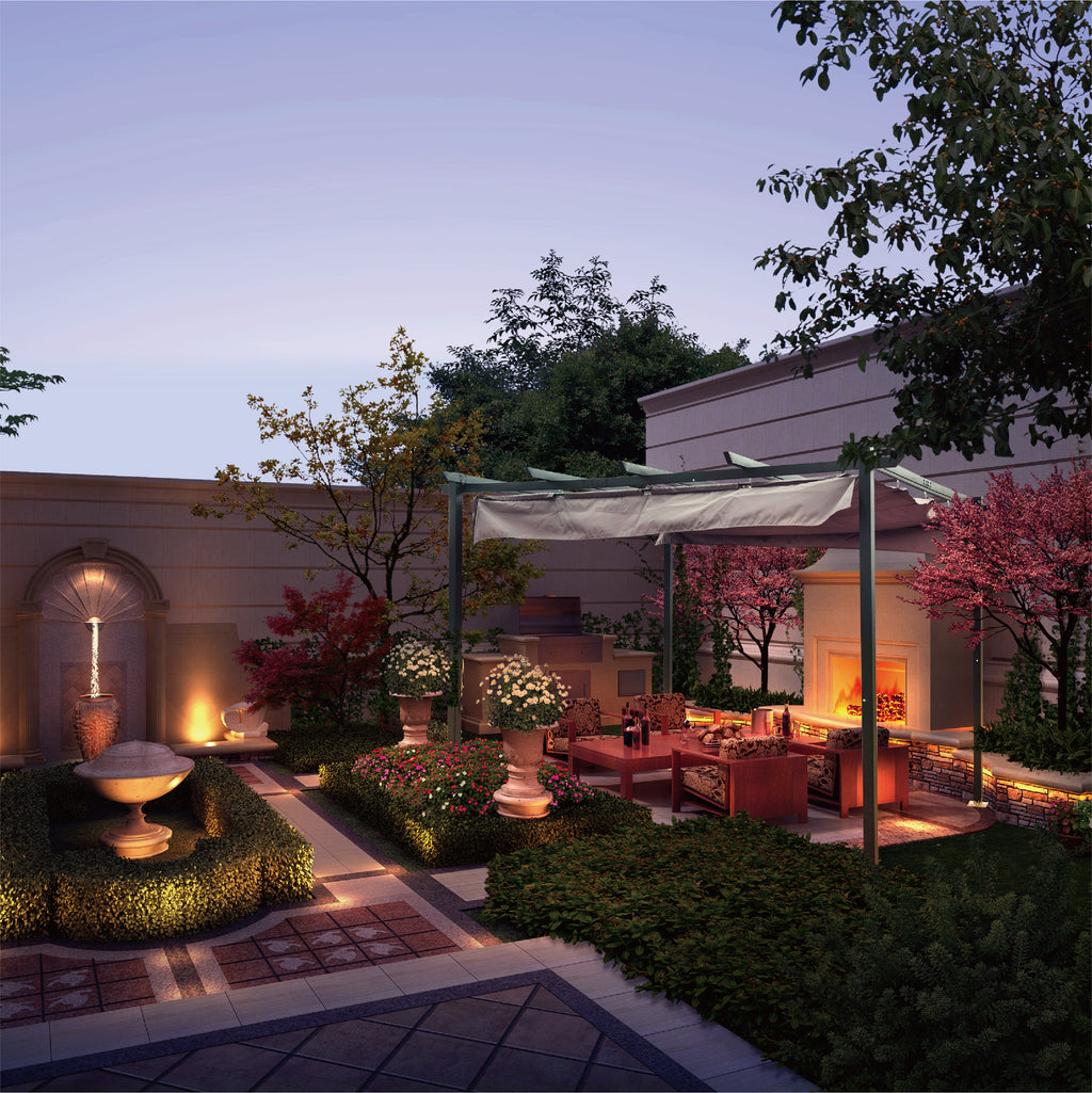 9 x 9 Ft Outdoor Steel Pergola Gazebo with Sun Shades Canopy I76558