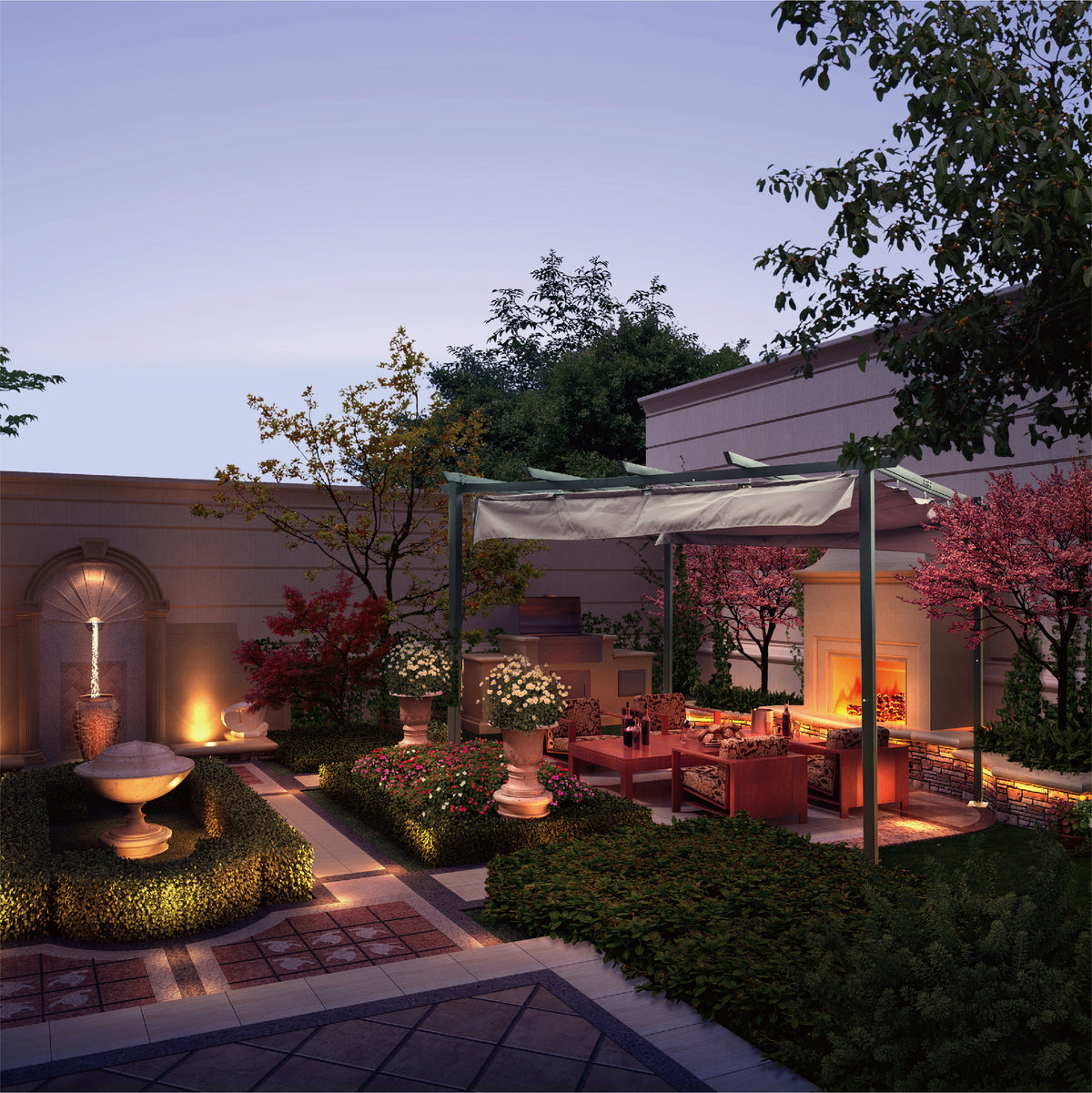 9 x 9 Ft Outdoor Steel Pergola Gazebo with Sun Shades Canopy I76558