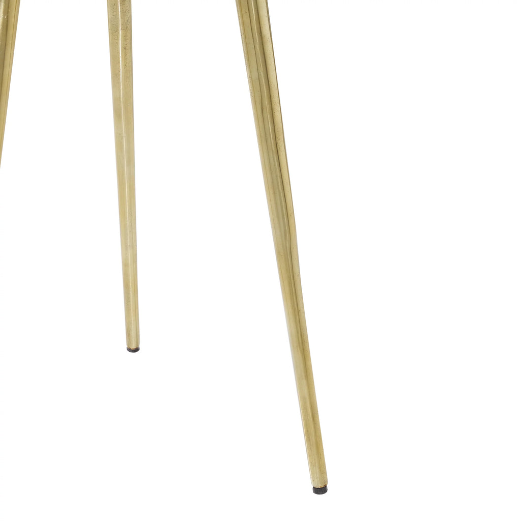 15" x 20" Gold Aluminum Accent Table with Marble Top A3182