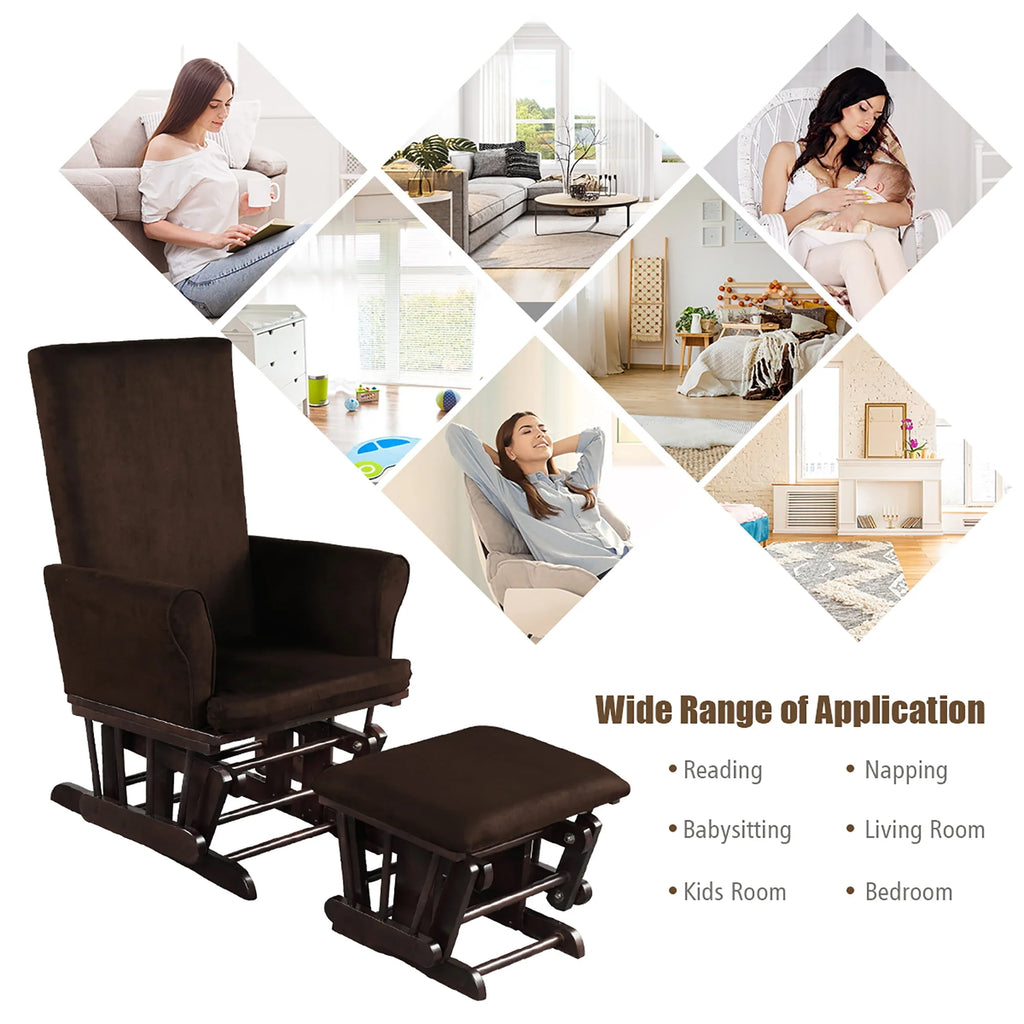 Pink Rocking Chair and Ottoman Set with Cushion F755272