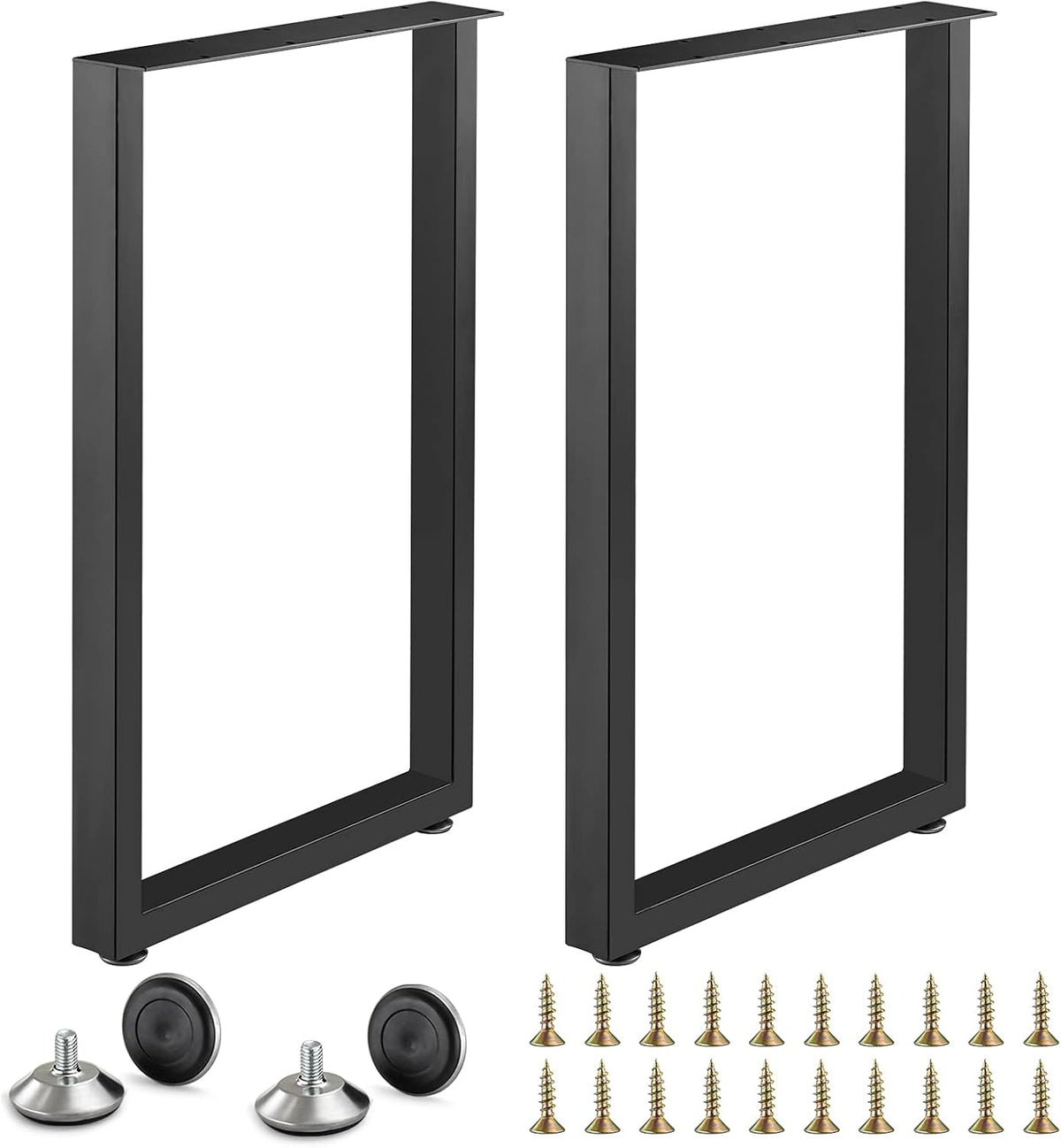 Metal Table Legs Set of 2 Black Matte 28" Height 18" Wide I311338