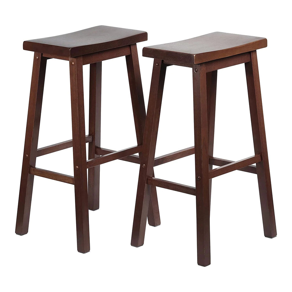 Walnut 29-Inch Saddle Seat Counter Stools Set of 4 O4948