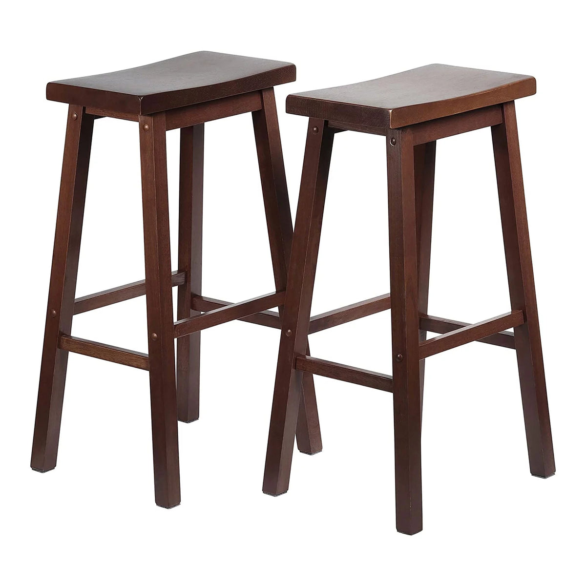 Walnut 29-Inch Saddle Seat Counter Stools Set of 4 O4948