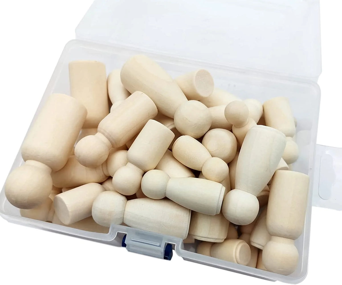 50Pcs Wooden Peg Dolls 35-65mm DIY Arts Crafts Q9366