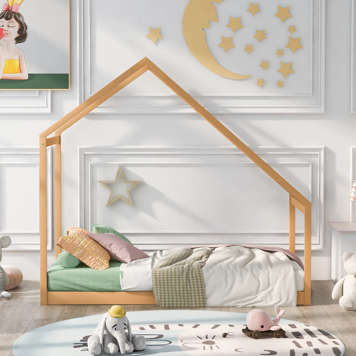 Twin Size Wooden House Bed C8080