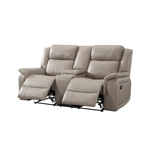 Double Recliner Sofa with Pillow Top Armrest and Storage C60175