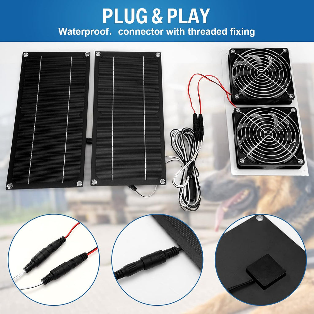 10W 12V Solar Powered Dual Fan Waterproof Exhaust Fan with Cable M271834