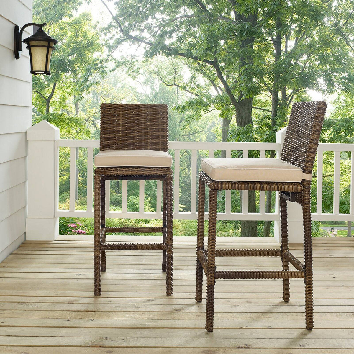 Wicker Patio Bar Stool Set of 2 V136469